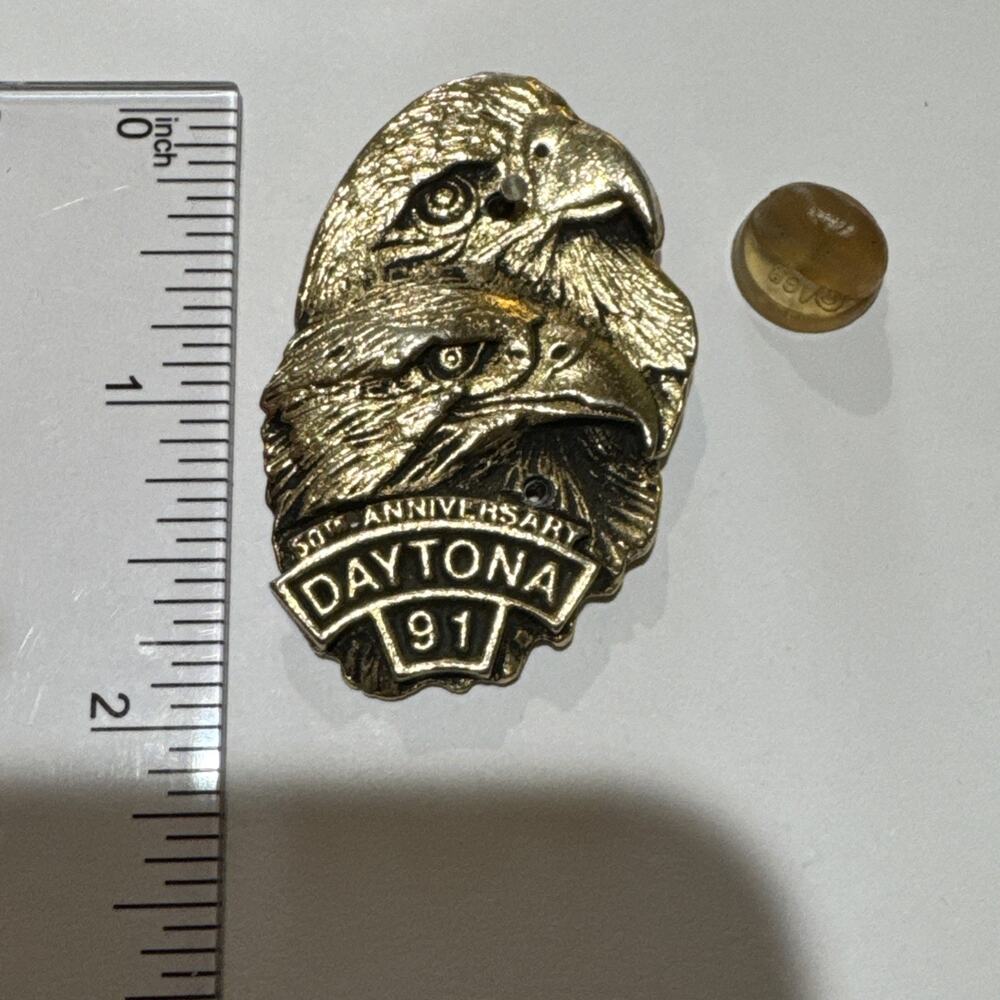 50th Anniversary Daytona 1991 Motorcycle Pin Eagles Missing 1 Pin And Back Vtg - Picture 3 of 10